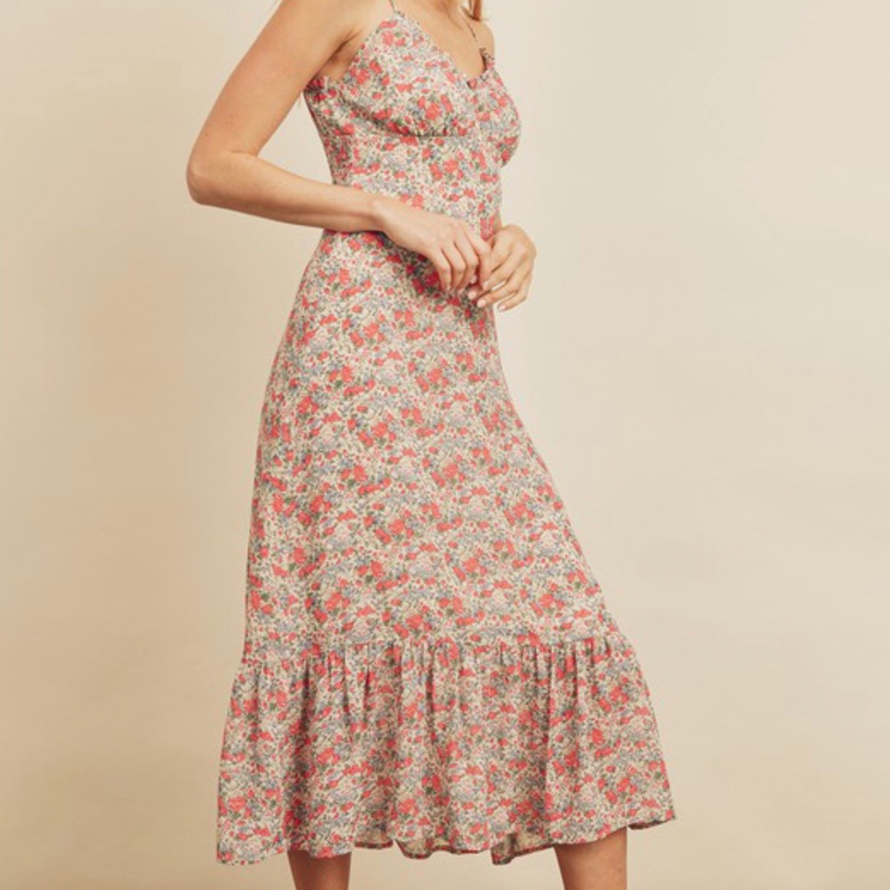 Sweet Rose Ruffled Midi Dress - Picture 3 of 14